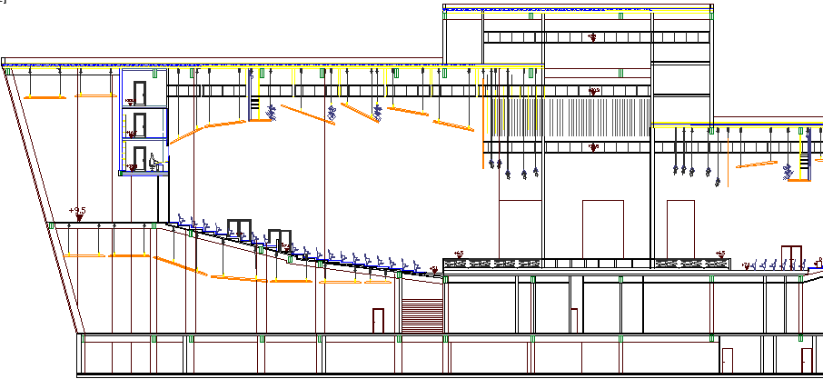 Section and Elevation of Auditorium Hall Architecture Design dwg file