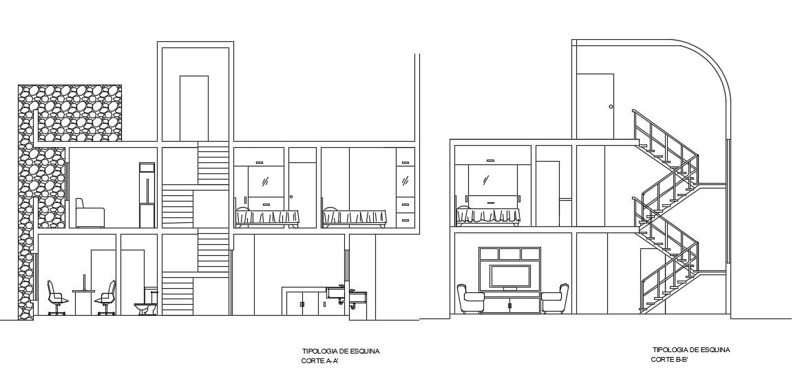 Section and Structure Stair Detail of Single Family Residence Project