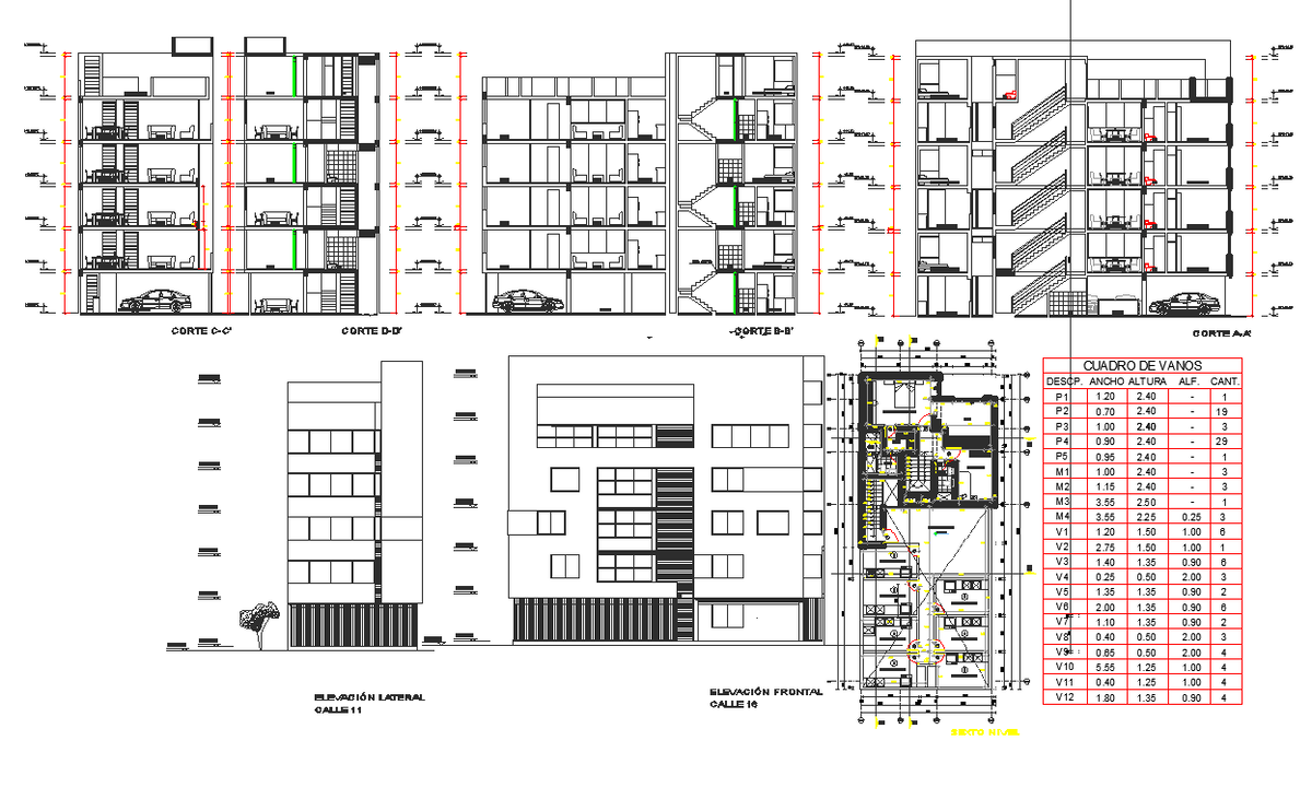 Section and elevation detail dwg file