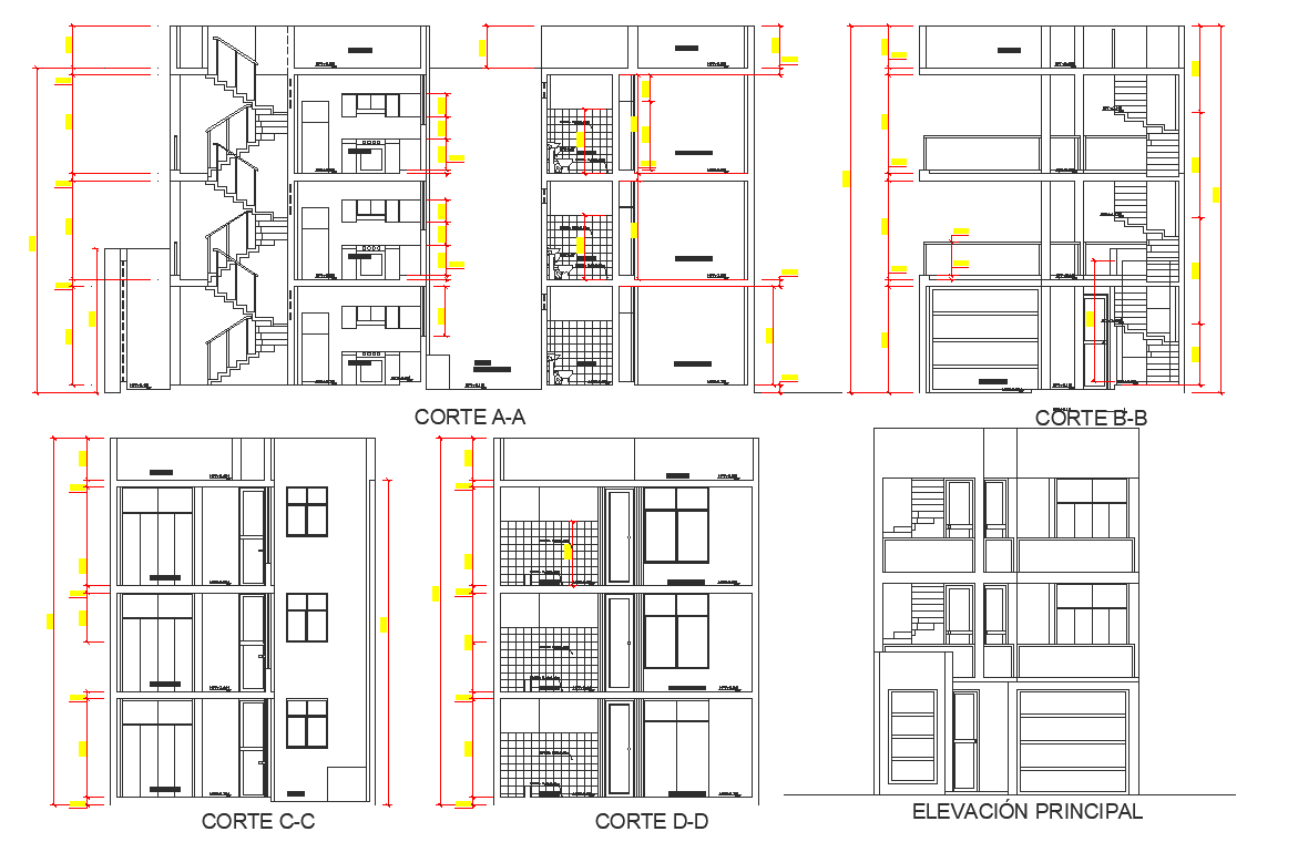 Section and elevation detail dwg file