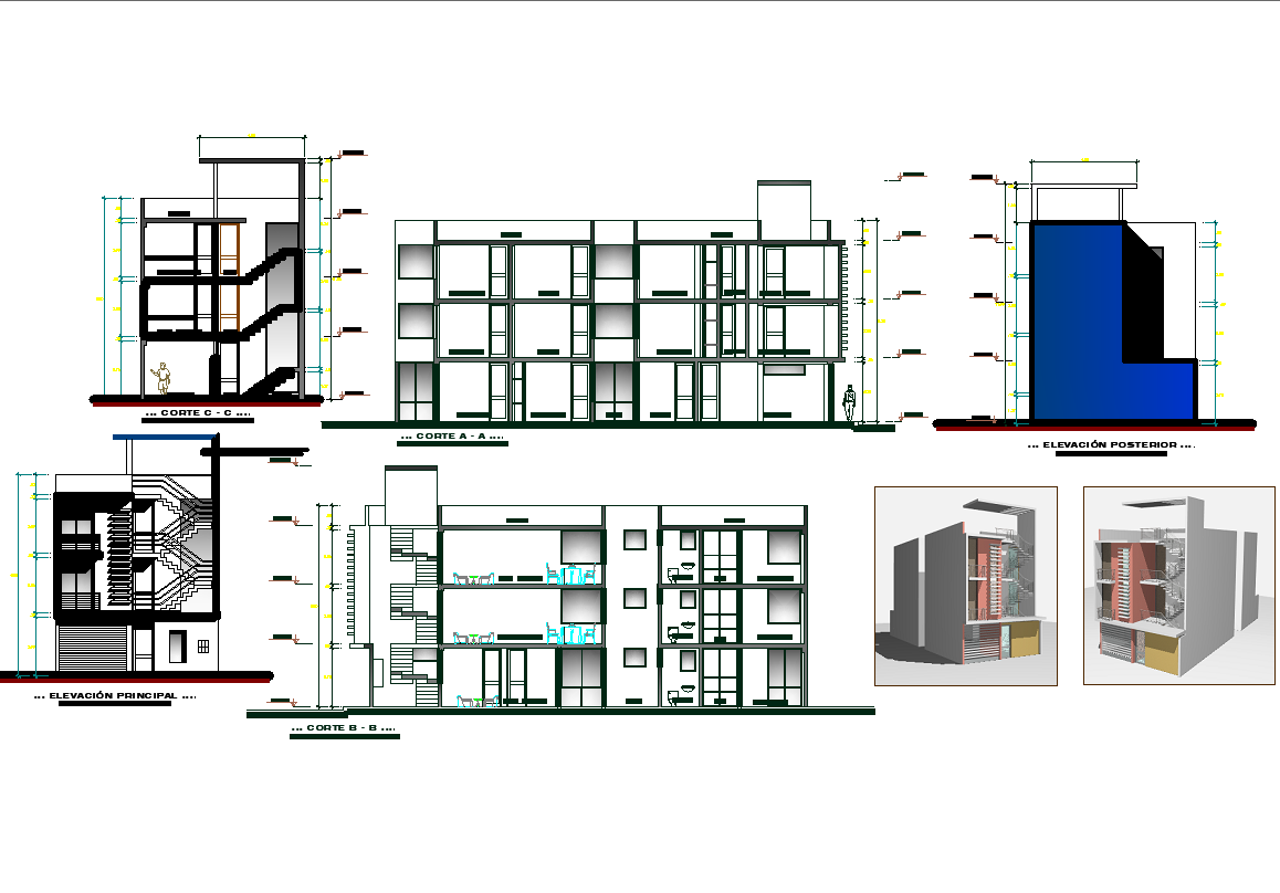 Section and elevation detail dwg file