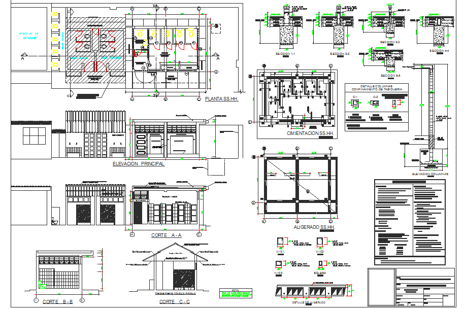 Section and elevation detail dwg file