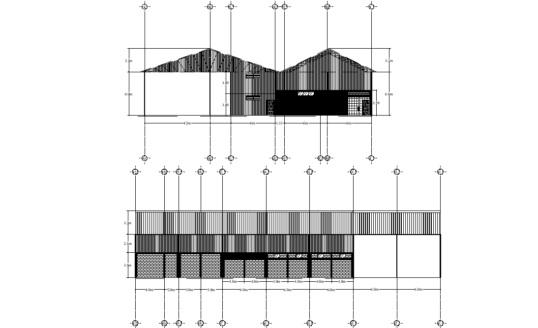 Section and elevation industrial plant juice processing detail dwg file