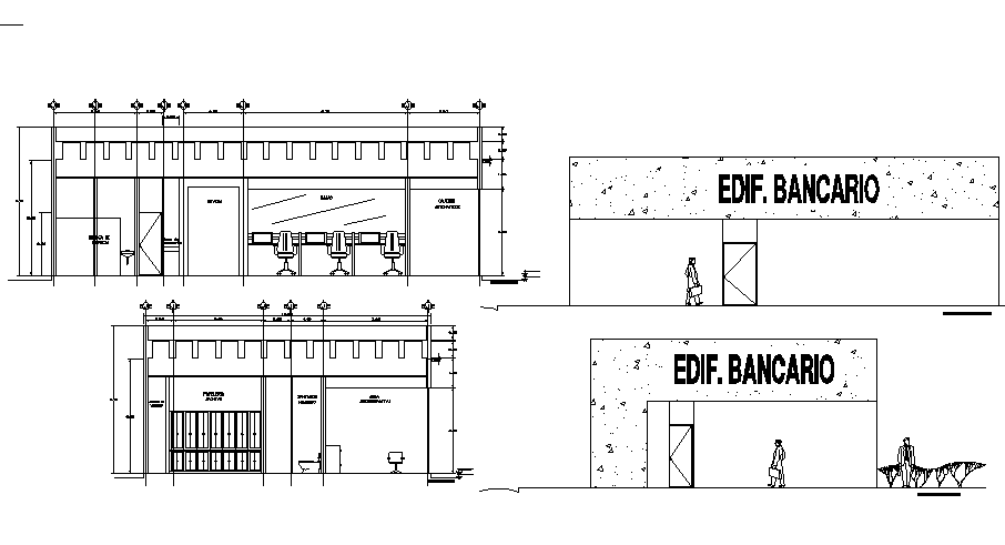 Section and elevation plan detail dwg file