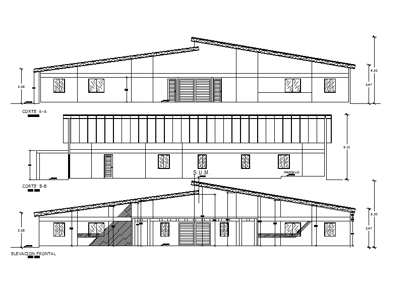 Section and elevation working detail dwg file