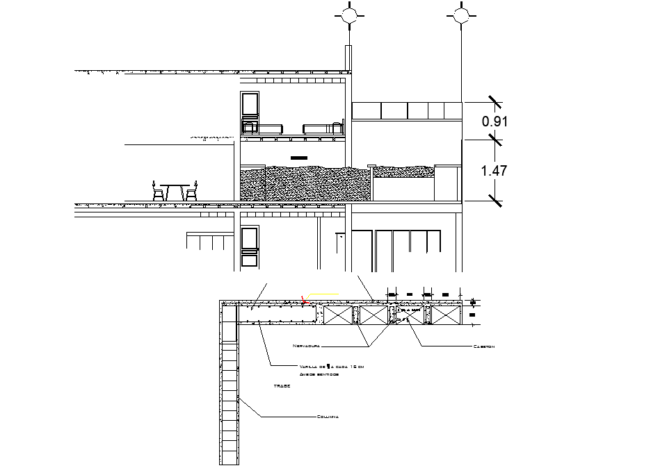 Section and steel framing detail plan detail dwg file