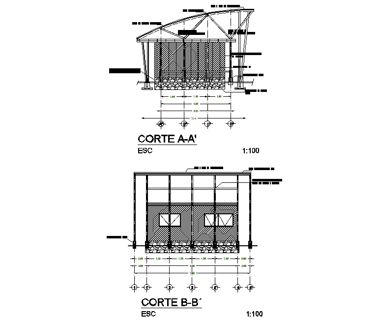 Section architectural intervention tourist plan detail dwg file