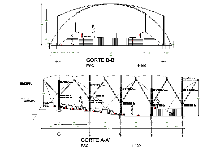 Section architectural intervention tourist plan detail layout file