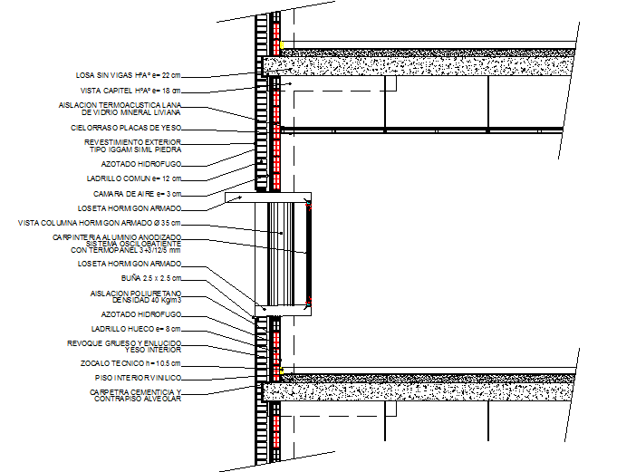 Section by facade detail dwg file