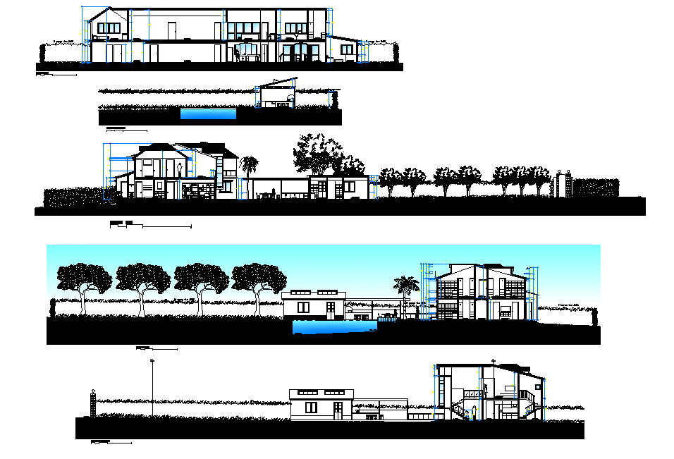 Section cottage plan autocad file