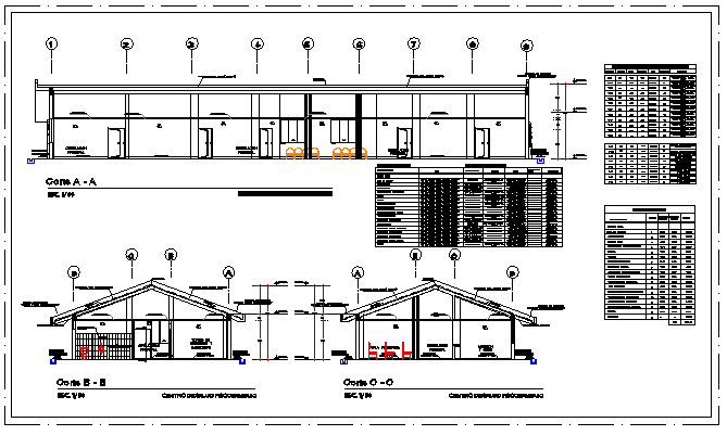 Section design drawing of Health center in rural area design drawing