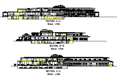 Section design drawing of Hospital design drawing