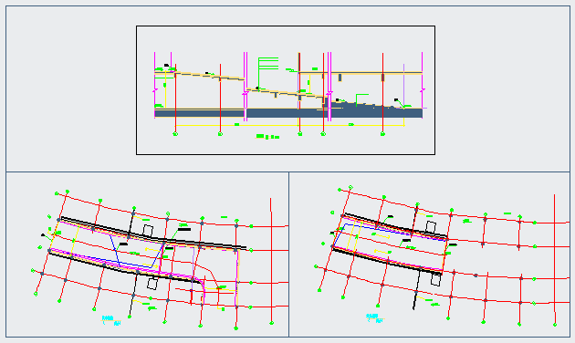 Section design drawing of car ramp on straight way