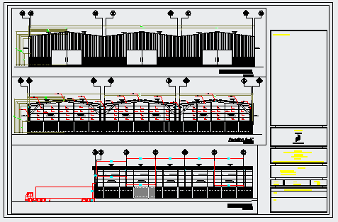 Section design drawing of industrial shade project drawing