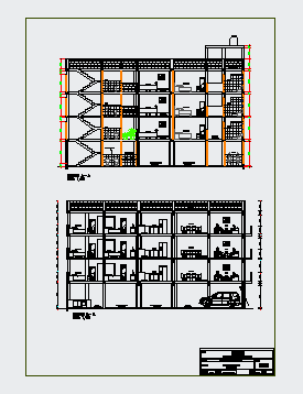 Section design drawing of residential house design drawing