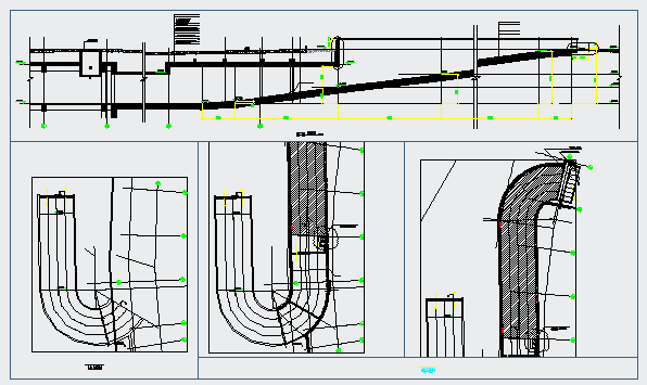 Section detail drawing of Car ramp Full u turn design drawing