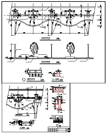 Section detail drawing of Flower pond along the river