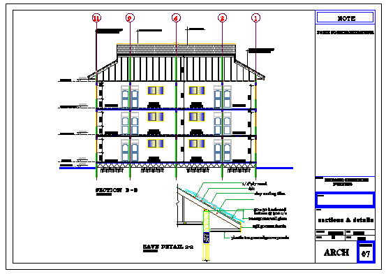 Section detail drawing of residential building design drawing