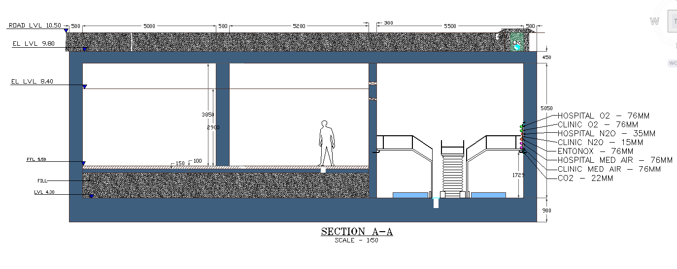 Section detail in cad file