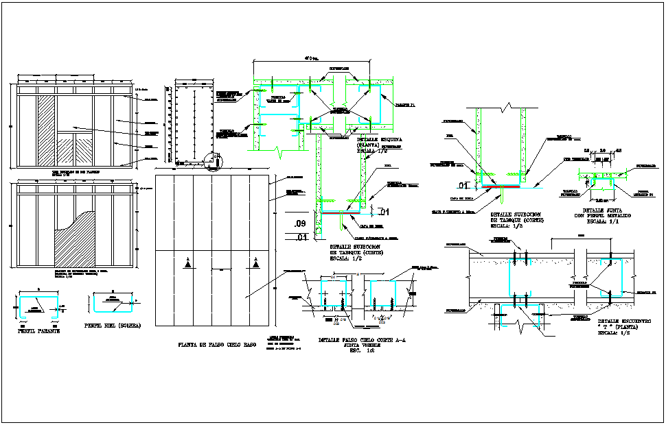 Section detail of steel structure dwg file