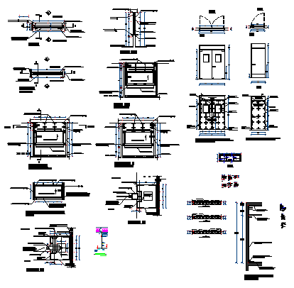 Section details for operating room door window design drawing