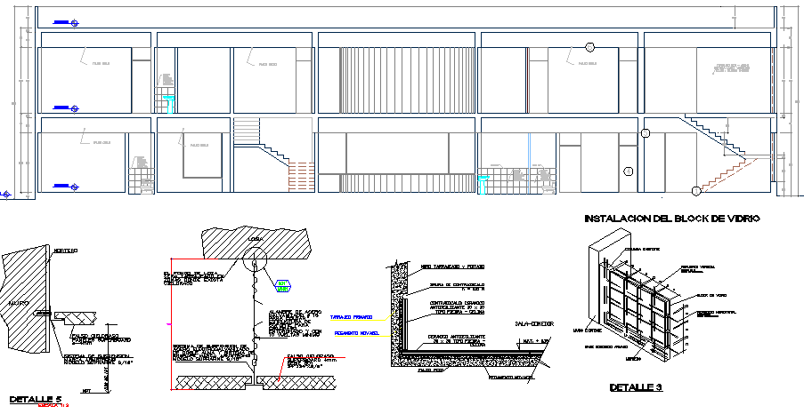 Section details with construction of finance center office dwg file