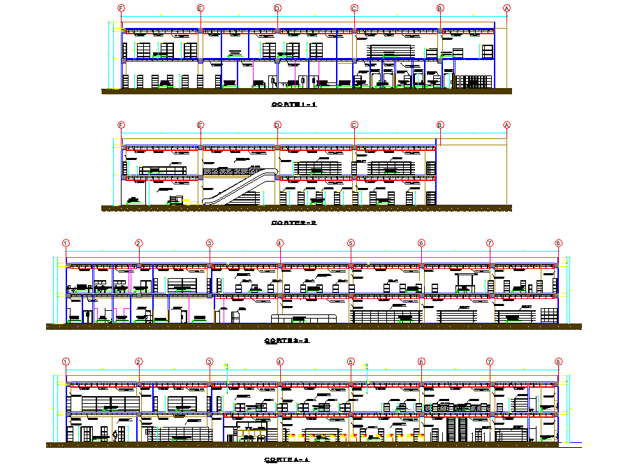Section development of supermarket detail autocad file