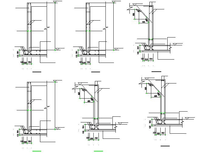 Section drawing of reinforcement beside hole detail dwg file