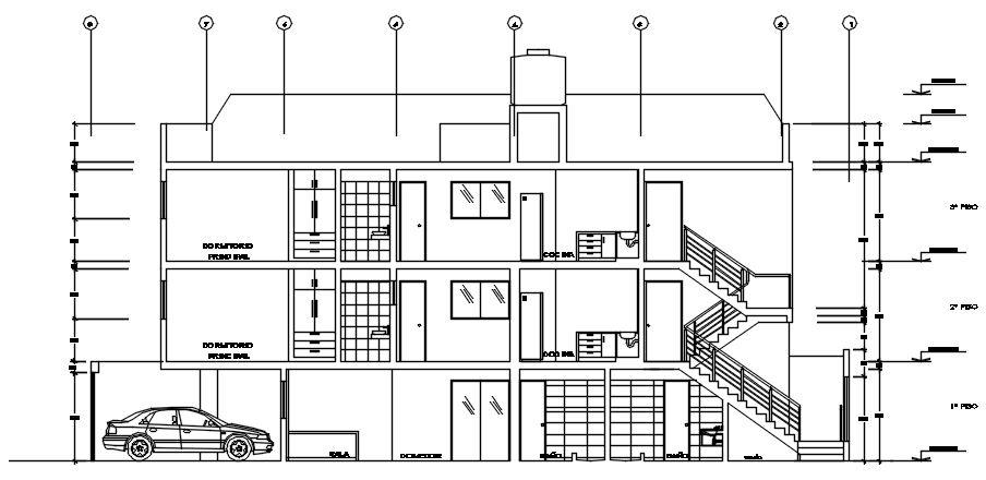 Section drawing of the apartment in AutoCAD
