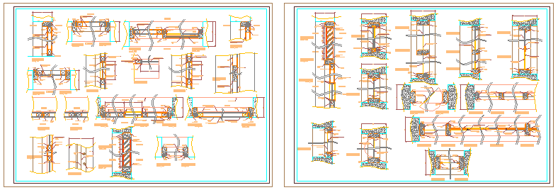 Section drawing of wooden doors and windows details drawing