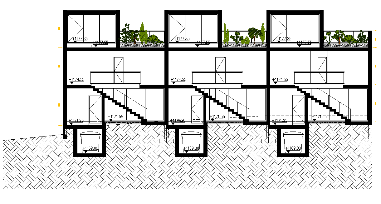 Section expansion of unifamiliary housing autocad file