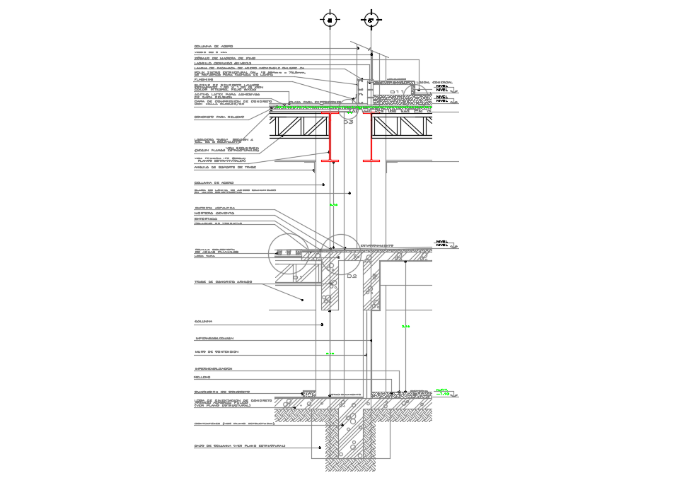 Section facade basement dwg file