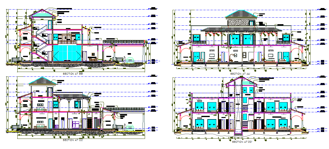 Section farm house dwg file