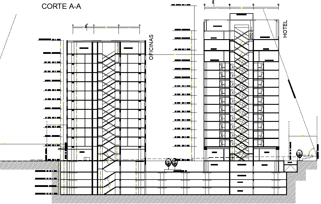 Section high rise building detail dwg file