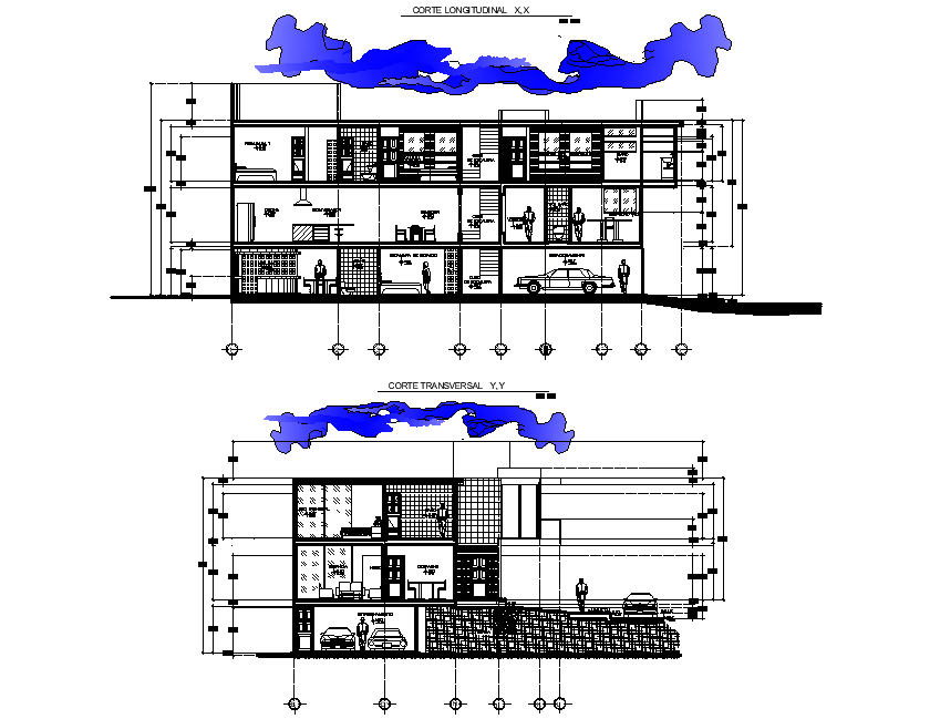 Section home plan detail dwg file