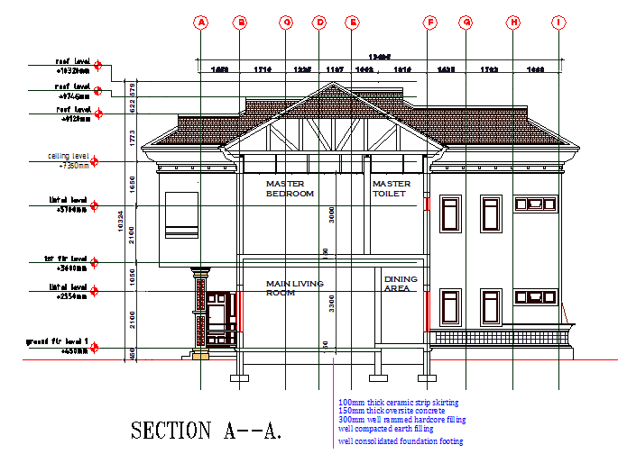 Section house layout dwg file