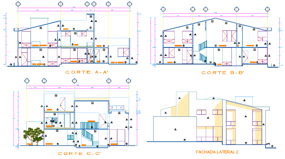 Section house plan autocad file