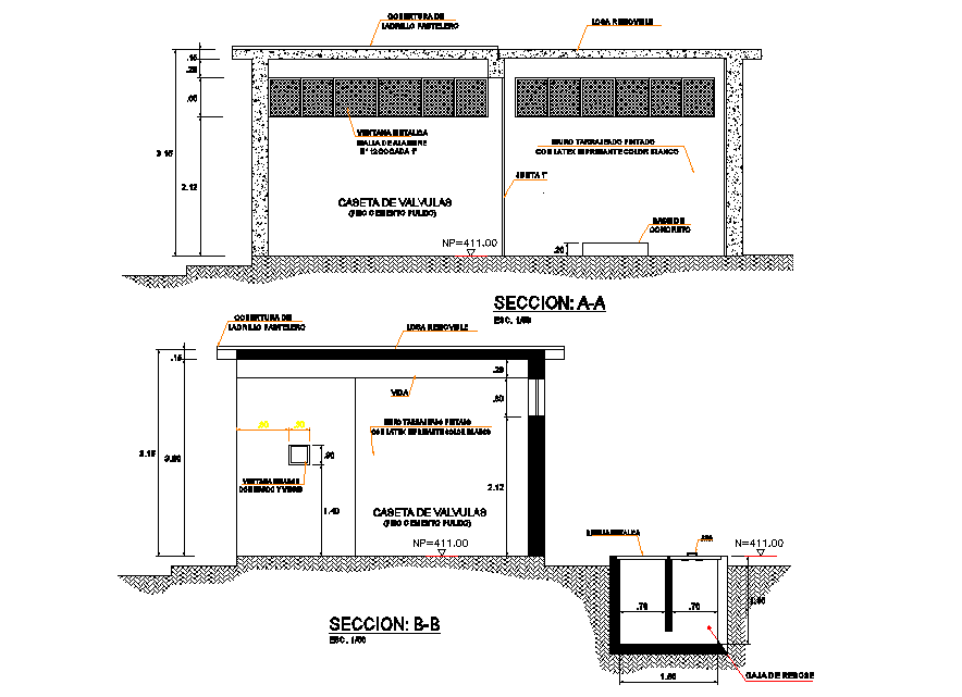 Section house plan autocad file