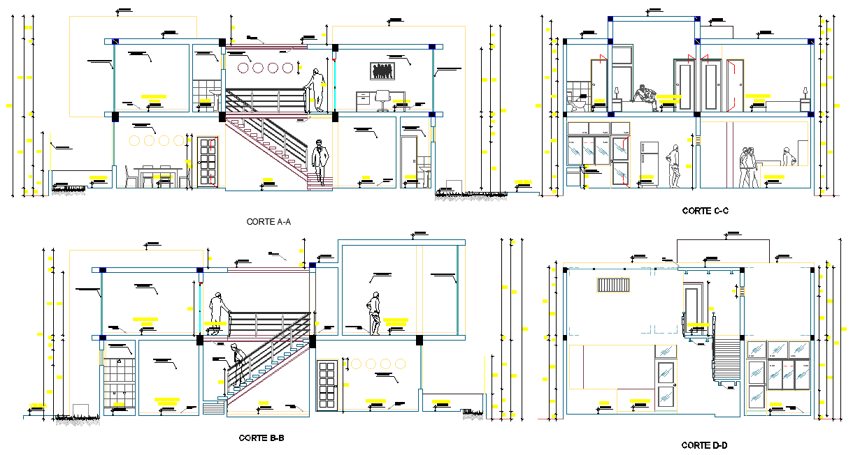 Section house plan autocad file