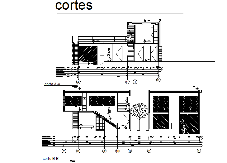 Section house plan detail dwg file