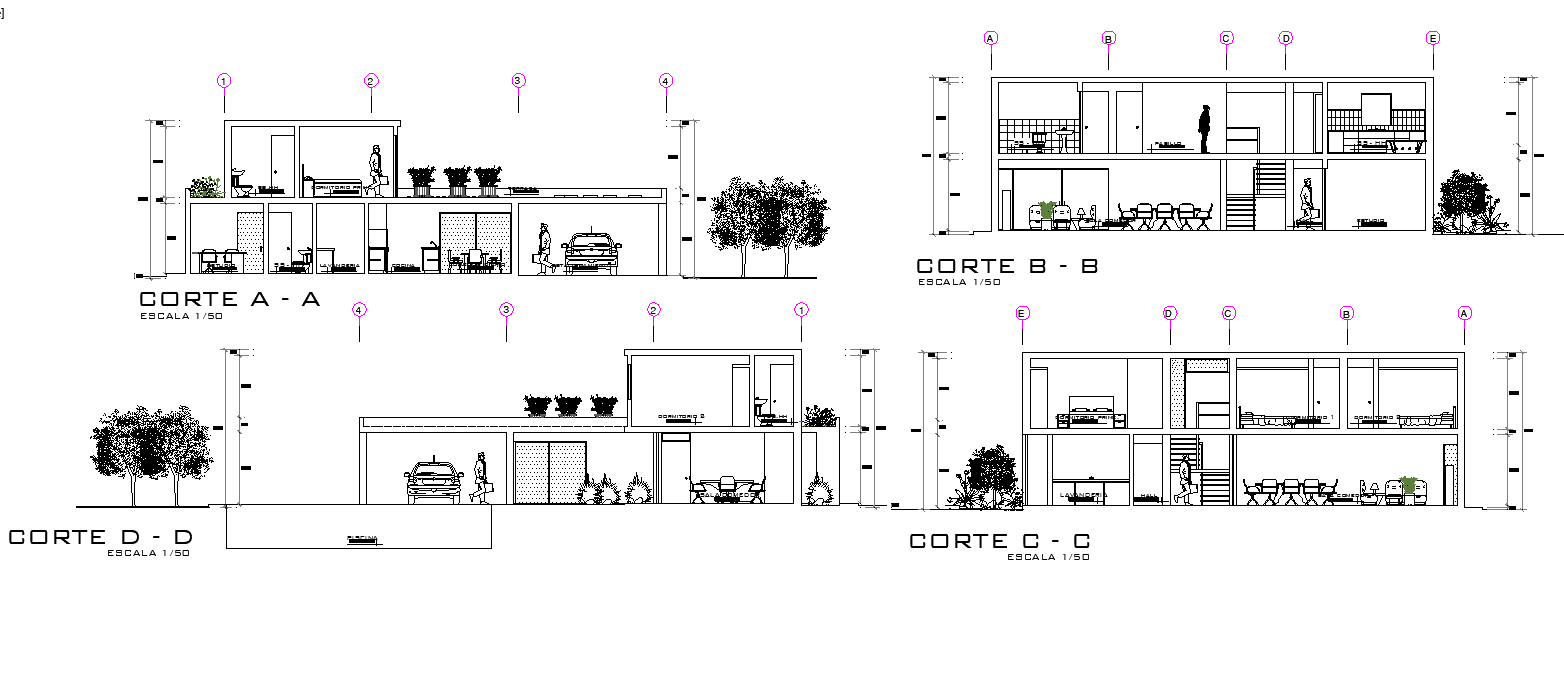 Section house plan detail dwg file