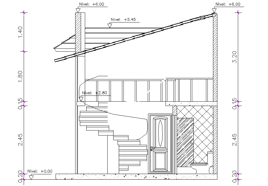 Section house plan detail dwg file