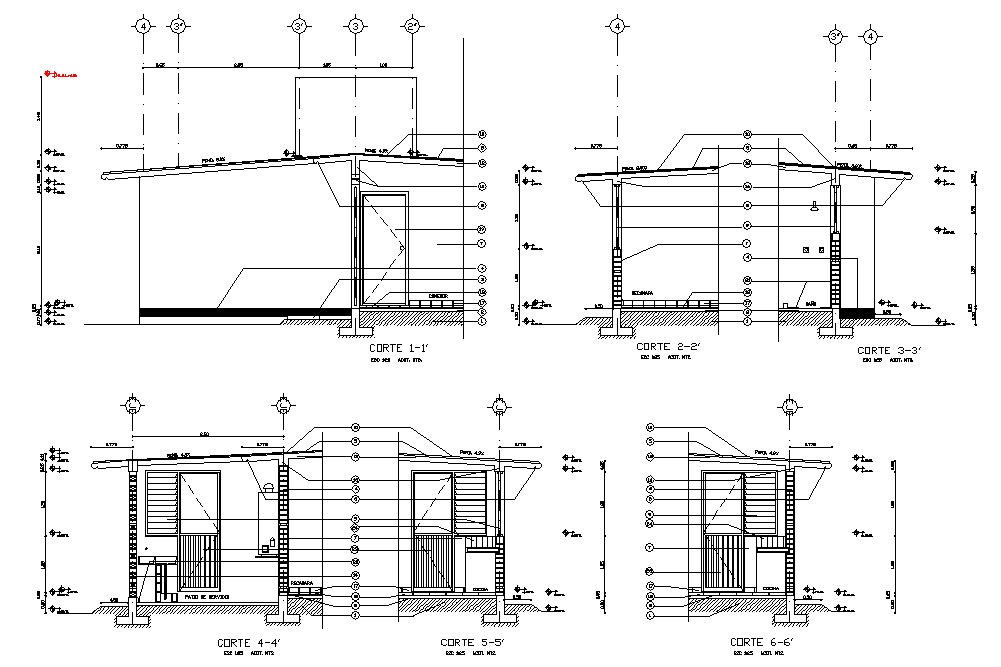 Section house planning autocad file