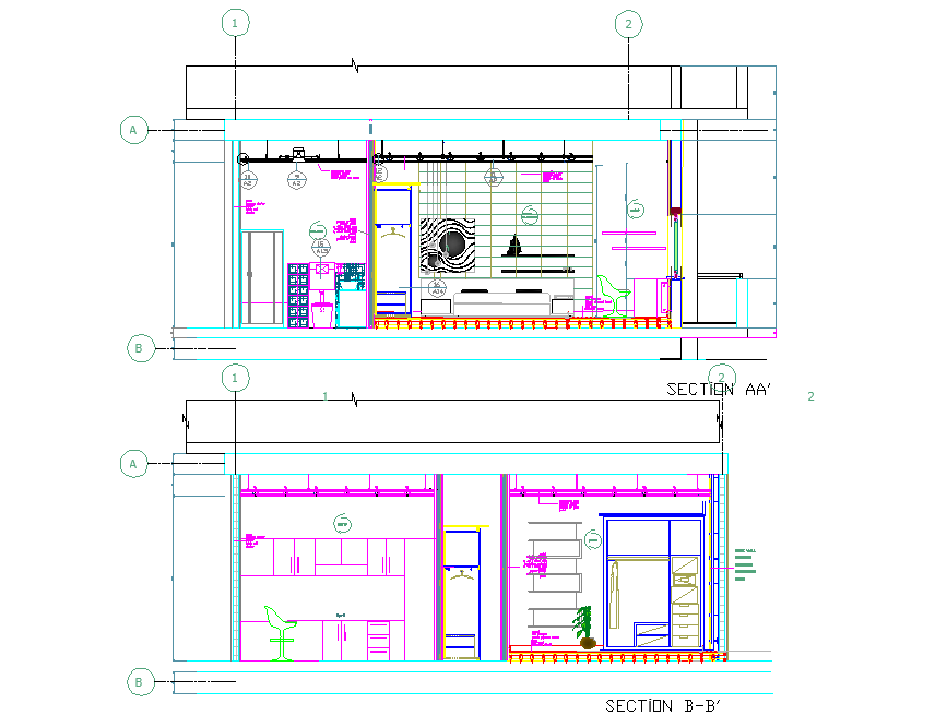 Section house project plan autocad file