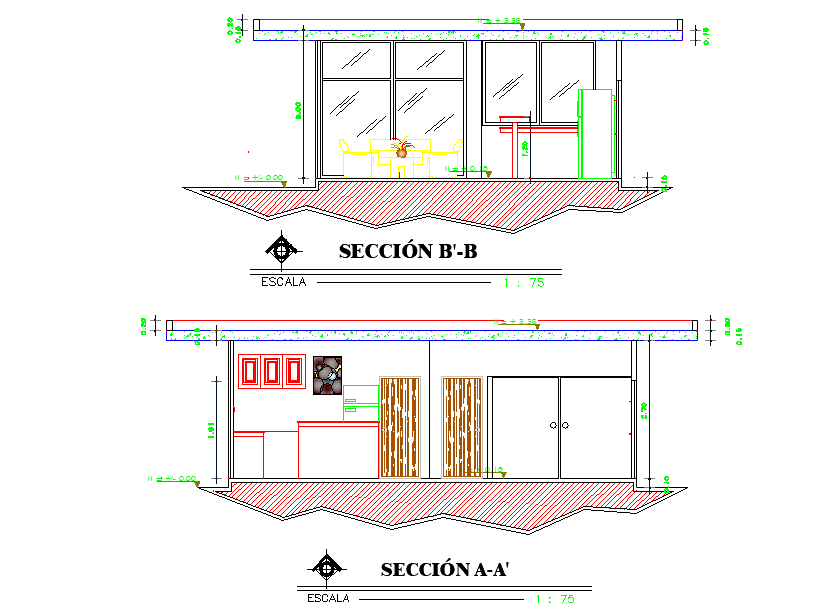 Section living room detail dwg file