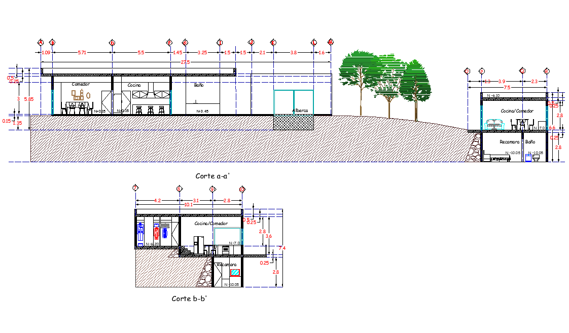 Section mountain residence layout file