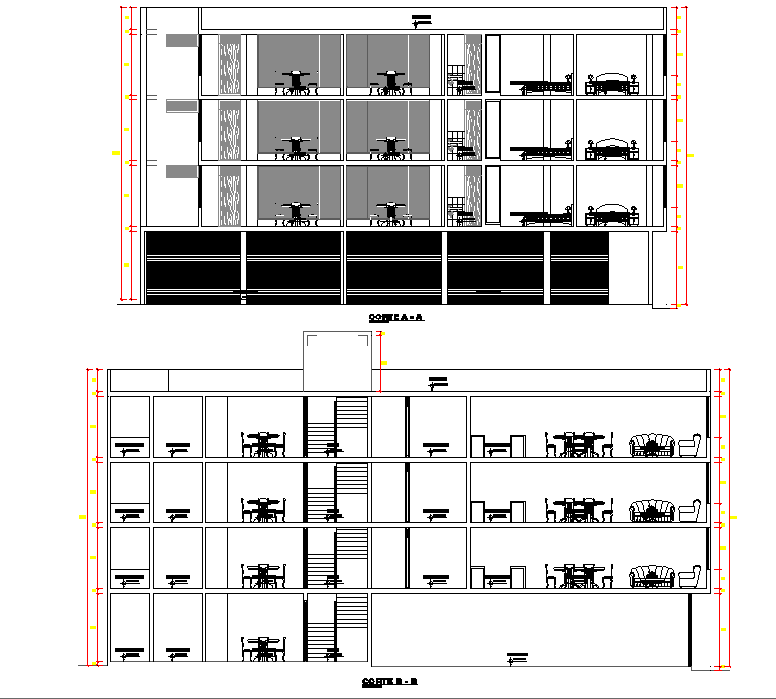 Section multi-family plan detail dwg file