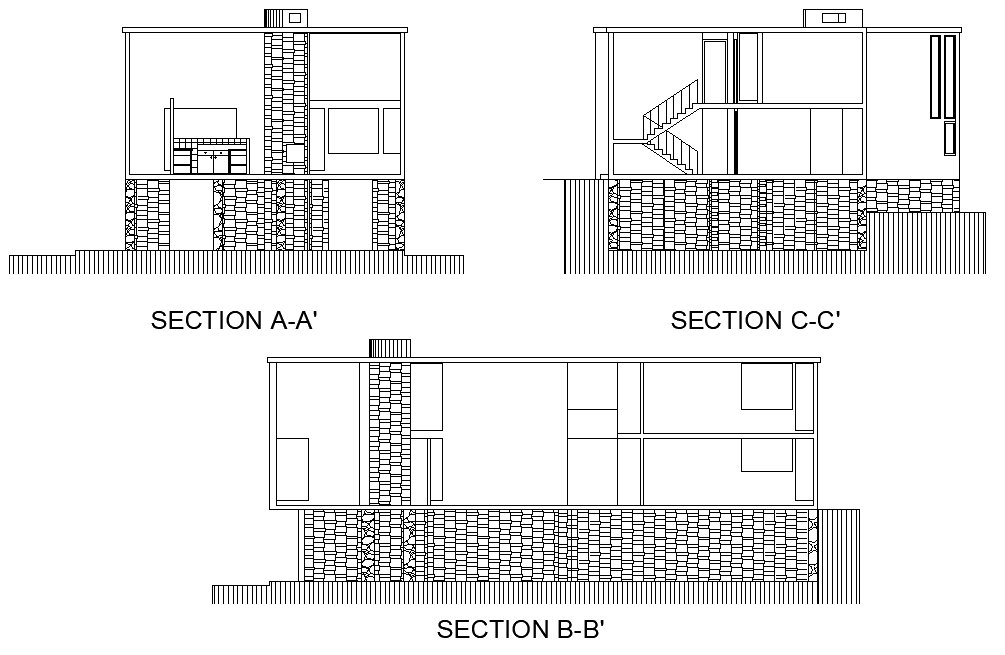 Section normal fisher house plan detail dwg file