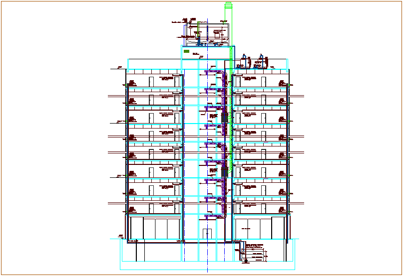 Section of Air conditioning system with pipe for apartment dwg file