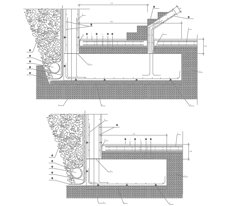 Section of foot in wall contention dwg file